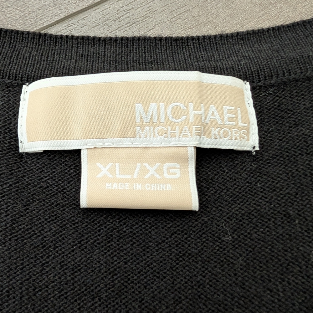 MICHAEL MICHAEL KORS Cardigan Black Tiered with Purple and Gold Buttons Size XL - Picture 5 of 14